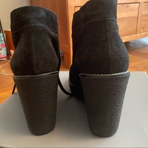 Aquatalia Designer High Wedge Black Italian Suede Vicky Booties